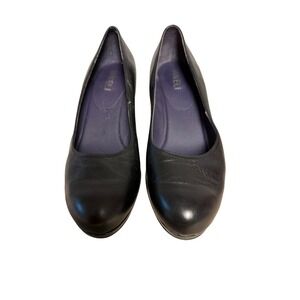 Vaneli Womens Black Leather Round Toe Platform Block Heel Pumps Size 6.5 M